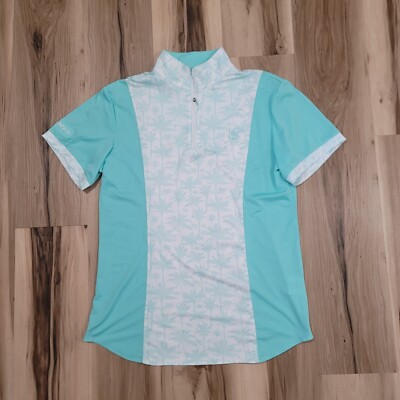 Romfh Ladies Chill Factor Show Shirt Sun Shirt Equestrian Short Sleeve XL Blue