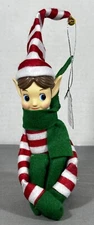 Mr Christmas Elf Knee Hugger Retro Vintage Style Red Stripe Brown Hair 2024