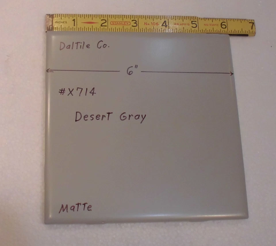 1 pc. Gris desierto: azulejo de cerámica mate de 6" X 6" de Daltile Co. nuevo stock #X714 Foto 4 de 4