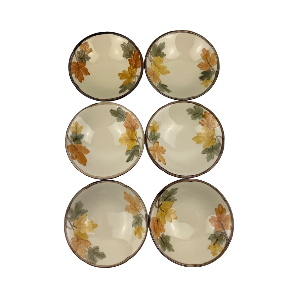 Набор из 6 винтажных осенних чаш для супа из хлопьев францисканский октябрь 7 дюймов Interpace США - Изображение 2 из 4