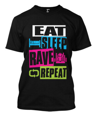 Eat Sleep Rave Repeat - Neon Club DJ Party Music Dance Men's T-shirt