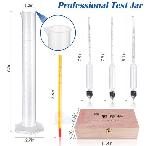 Alcohol Hydrometer 0-100% For Whiskey Moonshine Spirit Distilling Test Jar - Picture 5 of 13
