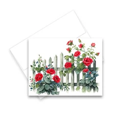 12 All Occasion Notecard Blank with Envelopes Greeting Cards - Garden Fence