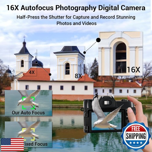 4K Digital Camera for Photography Autofocus 56MP 16X Digital Zoom with WiFi 3 - Picture 3 of 5