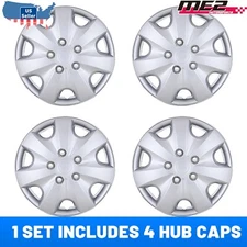 15" Set of 4 Silver Wheel Covers Snap-On Full Hub Caps fit R15 Tire & Steel Rim