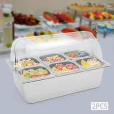 Cold Food Buffet Ice Serving Tray Cooled Condiment Serving Container with Lid
