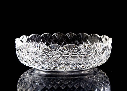 Waterford Master Cutter Oval Scalloped Bowl 11" Elegant Vintage Crystal Signed