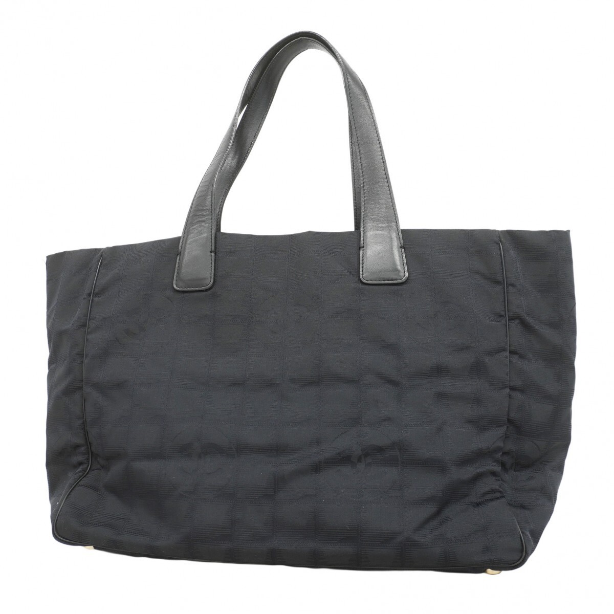 CHANEL Black Nylon Travel Tote Bag with Champagne Gold Hardware Pre-Owned