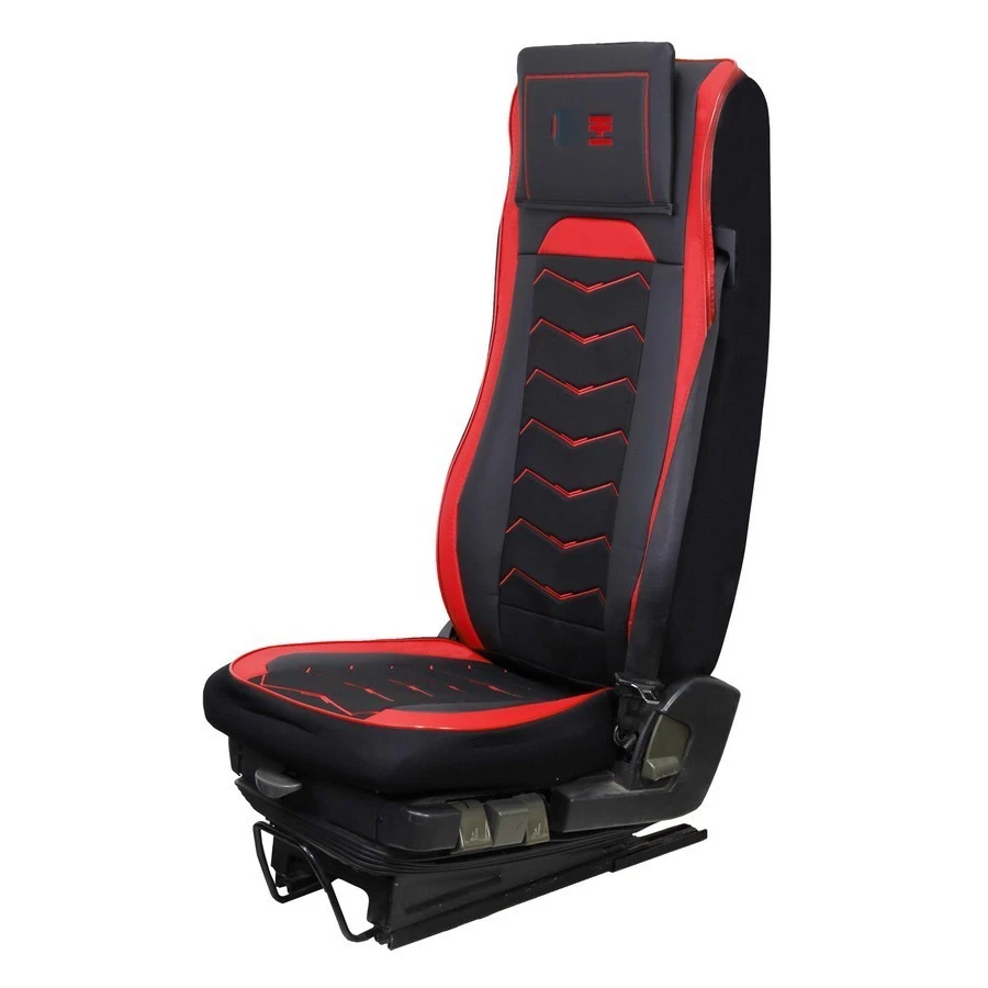 2x Schwarze Mit Roten Eco Leder- Und Alcantara-Sitzbezüge Für DAF XG 2021+ LKW - Bild 4 von 4