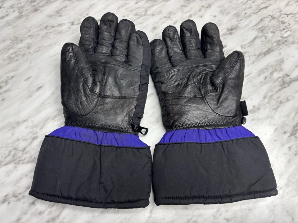 Vintage 80s Arctic Cat Snowmobile Gloves Mens XL Neon Purple Black Winter Sport - Image 2 of 4