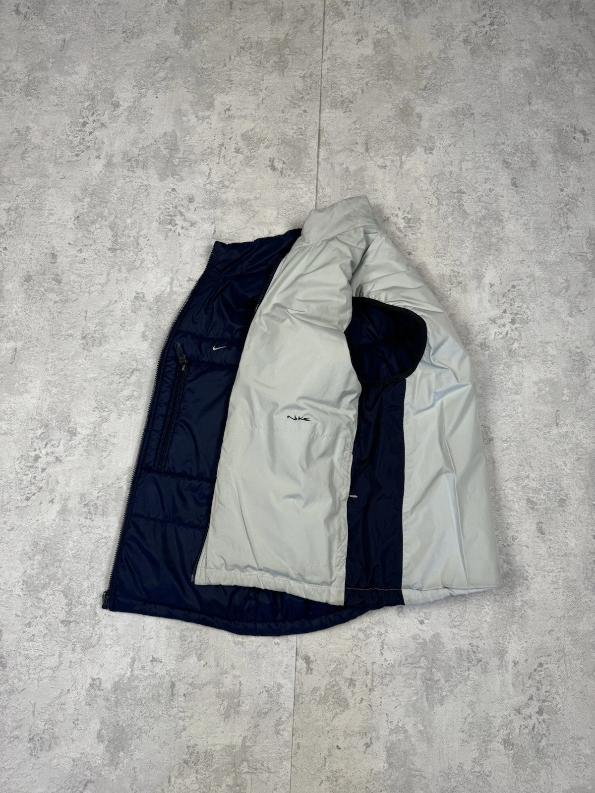 Nike Vintage Reversible Vest Navy Cream Lightweight Streetwear Men Size L