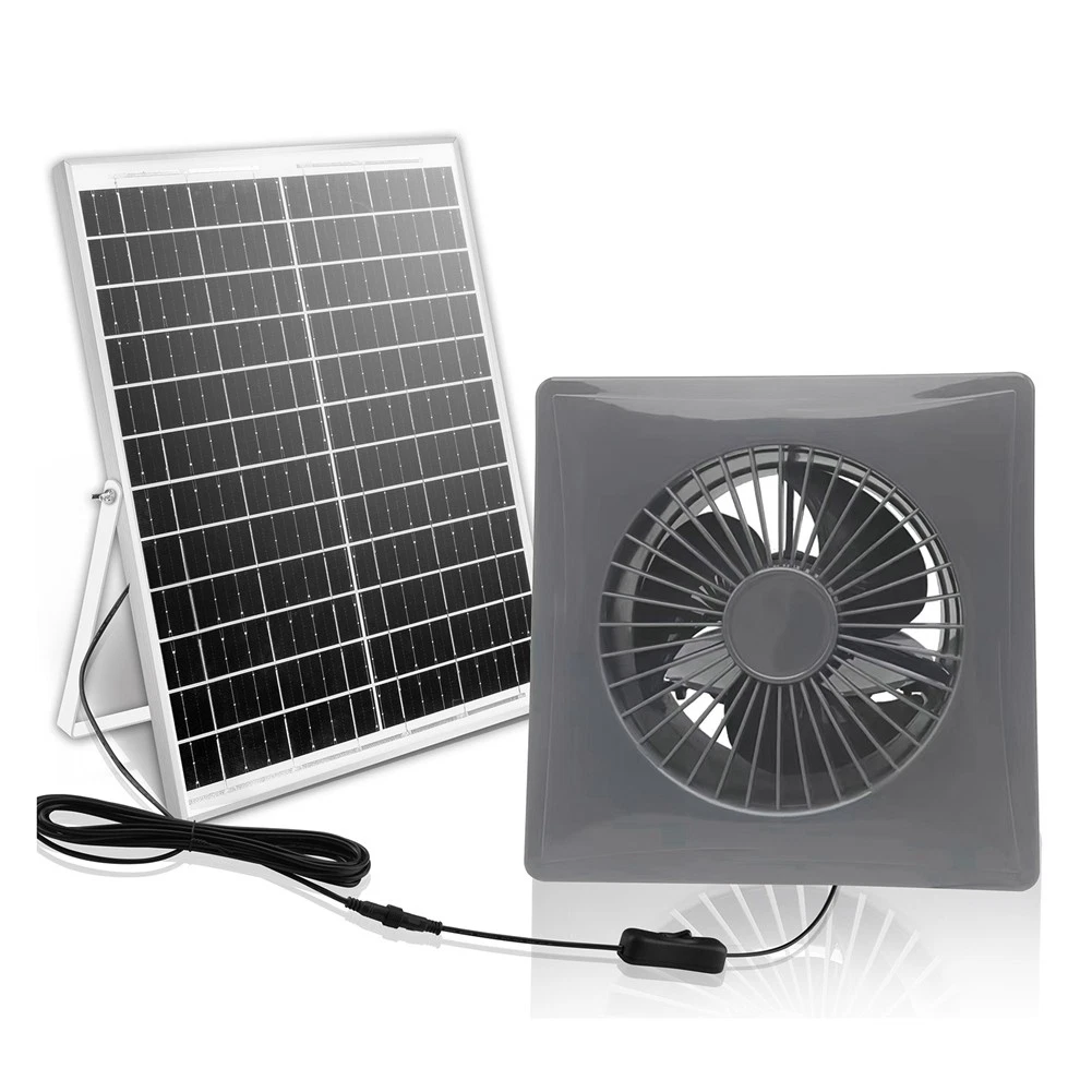 Ventilatore Solare 12V 50W Con Pannello – Abluzione Per Serra, Camper, Canile – Senza Marca