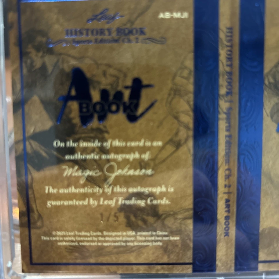 Libro de arte libro de historia hoja 2025 Magic Johnson/5 autógrafo Los Angeles Lakers Foto 3 de 3
