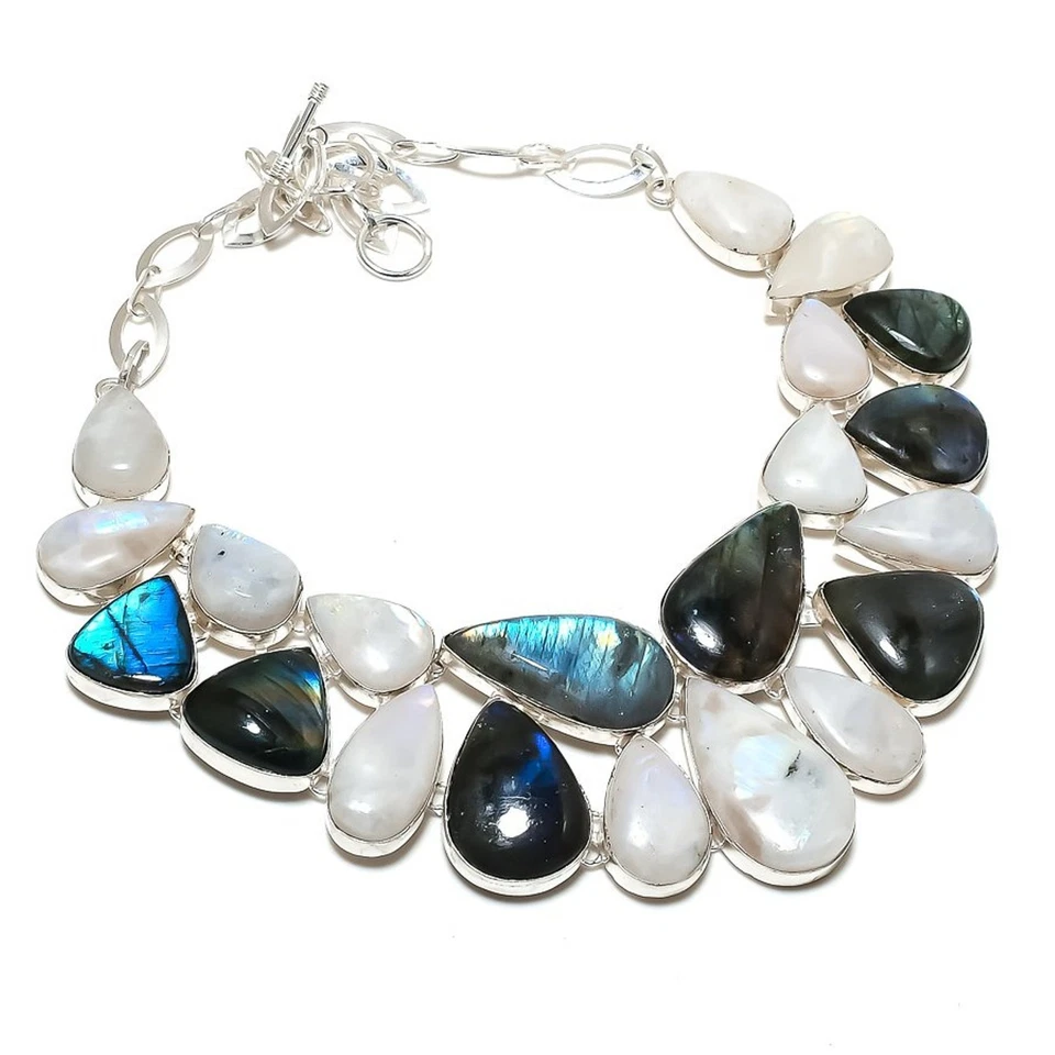 Collana Gioielli Regalo Moda Pietra di Luna Arcobaleno Pietra di Luna... - Immagine 2 di 4