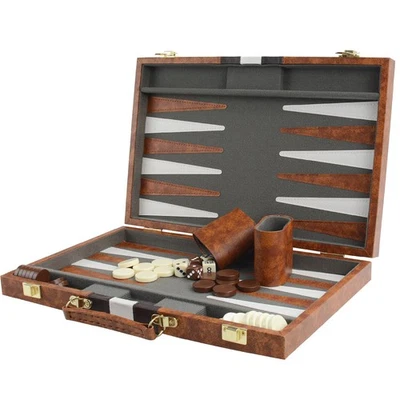 Backgammon Koffer 15" Klassisches Backgammon Reise Strategie Spiel Set für Er... - Bild 1 von 4
