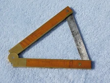 Vintage L.C. STEPHENS Boxwood Brass Bound Combination Rule & Level - 1858 Patent