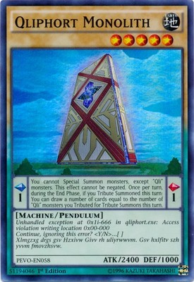 Qliphort Monolith - PEVO-EN058 - Super Rare - 1st Edition - Lightly Played - Pen