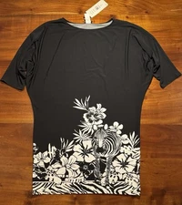 MSK Womens Black Short Sleeve Stretch Zebra Print Black Dress Sz 10 - NEW