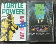 Teenage Mutant Ninja Turtles Soundtrack Cassette Tape + Turtle Power Single 1990