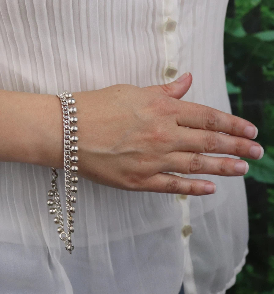 Tornozeleira de prata esterlina corrente de freio pendurada fecho S 10 polegadas - Imagem 2 de 4