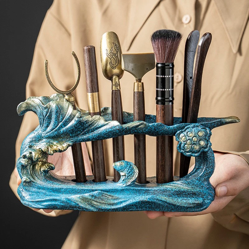 Kit de accesorios de té Gongfu con pinzas de té cuchara de té selección de té soporte de aguja de té Foto 2 de 4