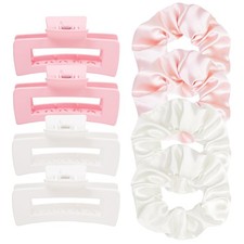 Hair Clips and Scrunchies Set for Women 8Pack with 4 Claw Clips Square M