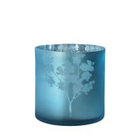 Vase Windlicht ÜBertopf Blumentopf Deko Blumenvase Glas Blau TüRkis Silber 20Cm