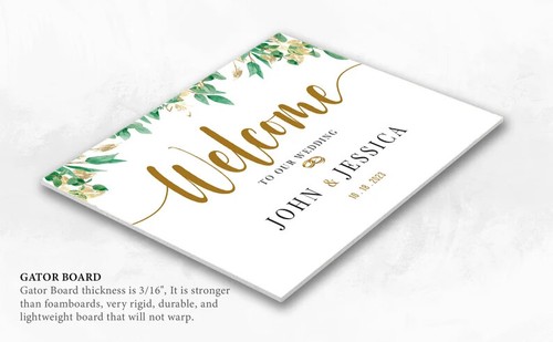 Custom Wedding Welcome Sign Gold & Green Leaves Outdoor Indoor Sign weddimg gift - Picture 9 of 9