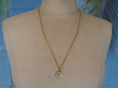 Gold Tone Chain Necklace with a Gold Double Sided San Marco Venice Italy Pendant