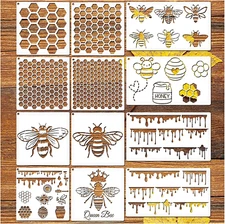 Bee Honeycomb Stencil, Reusable Bee Stencils for Painting on Wood Signs Furnitur
