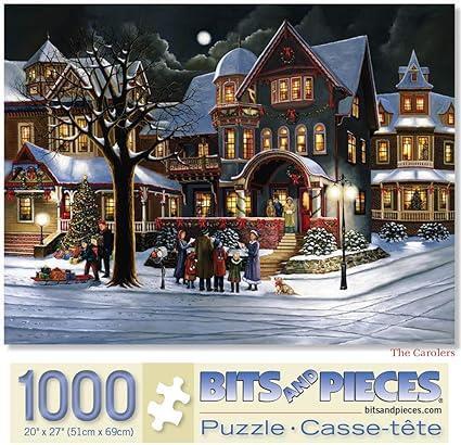 Puzzle puzzle en morceaux ; The Carolers par H. Hargrove ; 1000 pièces - Photo 1/2