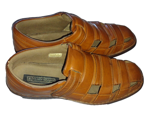 Stacy Adams Men's Cognac Brown Bridgeport Fisherman Sandals~Size 12M Closed Toe - Picture 2 of 10