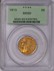 1913 Gold Indian $5 Pcgs Ms60. Old green label & holder.