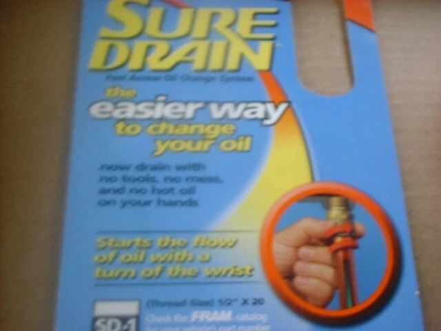 FRAM SD-1 Sure Drain SureDrain Sin Herramienta Sistema de Drenaje de Aceite Rosca Tamaño 1/2"x20 NUEVO Foto 3 de 4