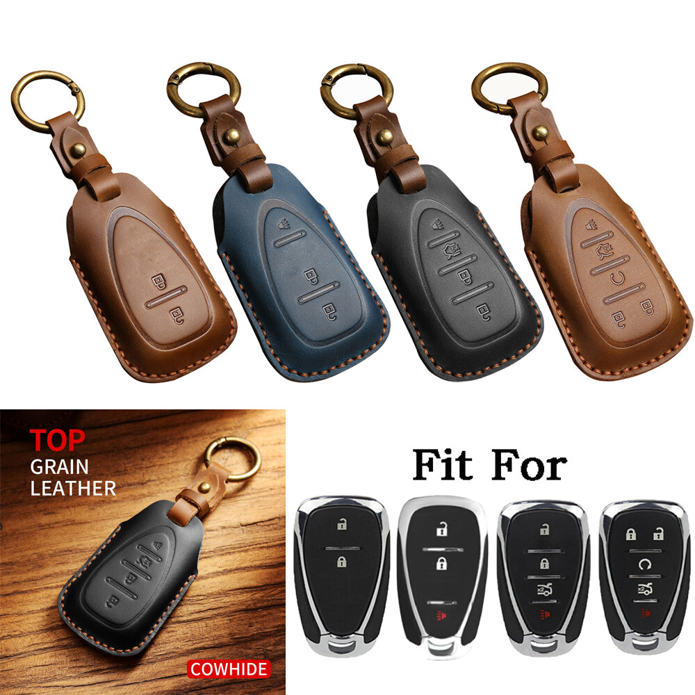 Genuine Leather Car Key Fob Case Cover For Chevrolet Camaro Cruze Malibu Equinox