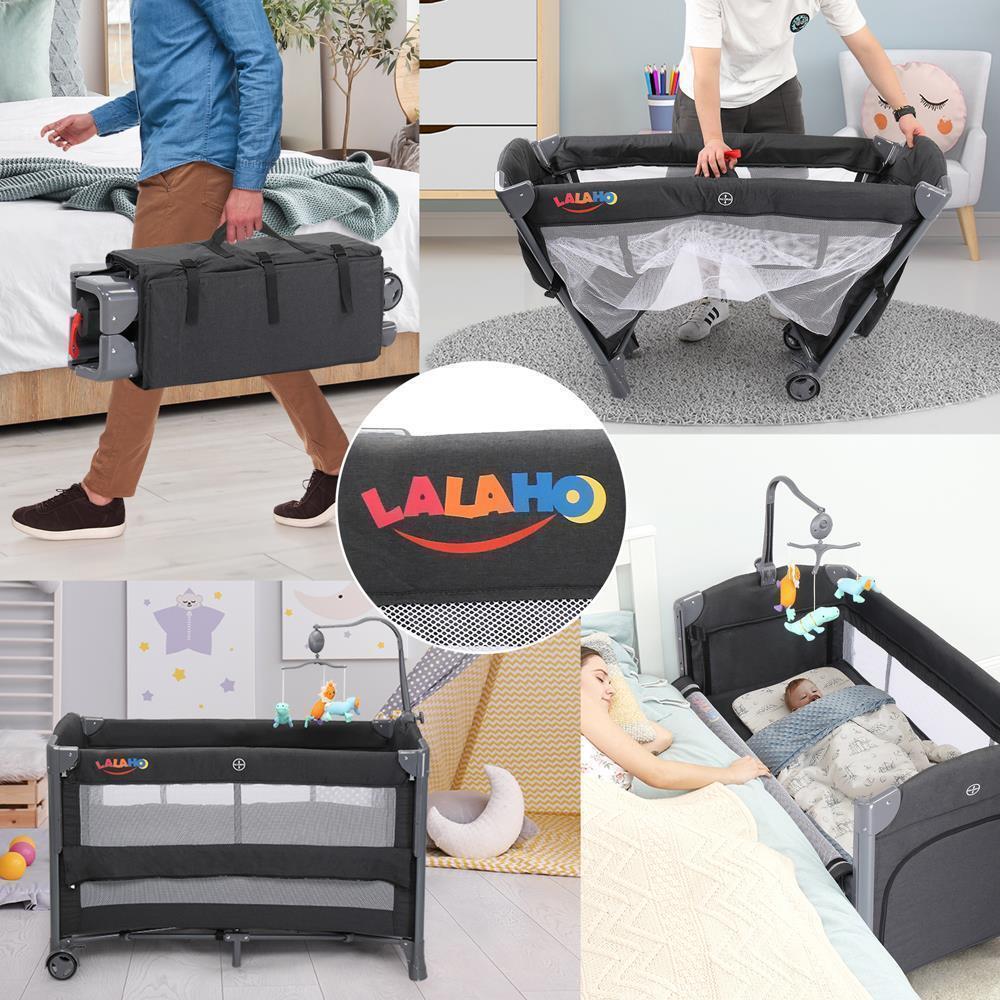 3 in 1 Baby Bassinet Bedside Crib Pack and Play with Mattress Playpen Travel Bed-image