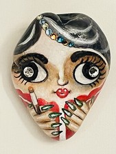 Cute Rock Art By Jocelyn Bullock Lady Face W Jewels Hand Painted
