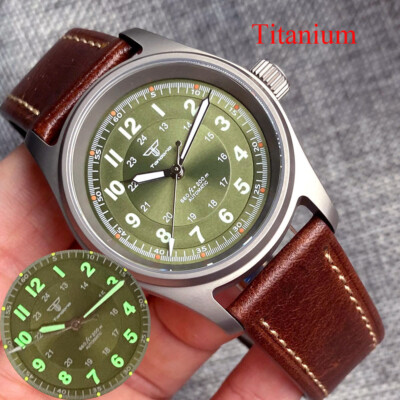 Tandorio Pilot Titanium 36mm NH35 PT5000 200M Diving Automatic Brush Mens Watch