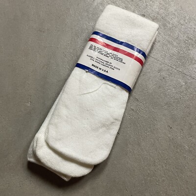 Chaussettes Tubulaires Vintage Russell National Sport - Orlon Années 70 - Blanc/vert - Taille 9-15 - Emballage D'origine