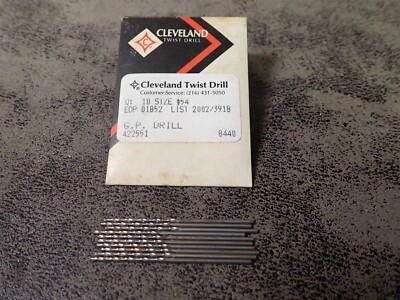 NEW Cleveland 01852 Straight Shank #54 Jobber Length Drill Bit 10 Pack (BN410)