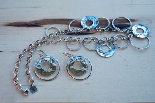 Silpada .925 Silver Circles Ring Necklace 17” N1325 & Earrings 1 3/4” W1322 Set - Picture 10 of 11