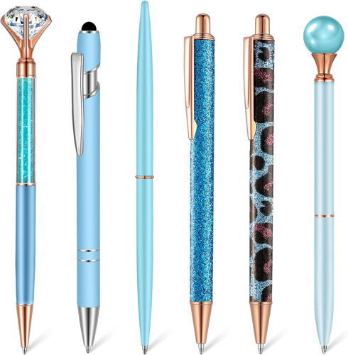 6 Pcs Ballpoint Pens Set Metal Crystal Diamond Pen for Journaling Glitter Pens P - Picture 9 of 12