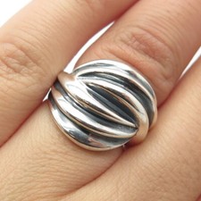 925 Sterling Silver Vintage Ribbed Ring Size 5.75