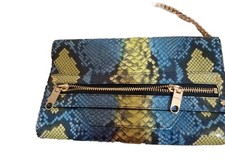 Milly Nwt Blue/ Yellow Leopard Print Shoulder/clutch Bag