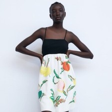 Zara NWT Combination Rubberized Fruit Skinny Strap Dress