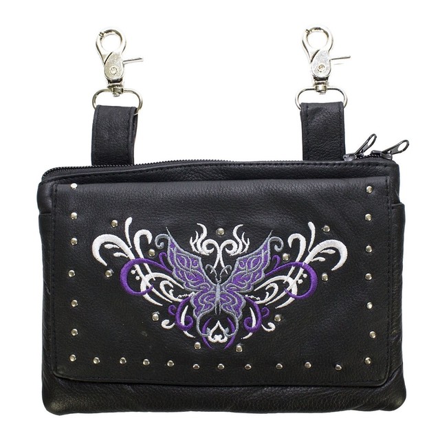 Ladies Leather Purse, Biker Belt loop Bags, Messanger Bag,Bag35ELB14PURPLE eBay