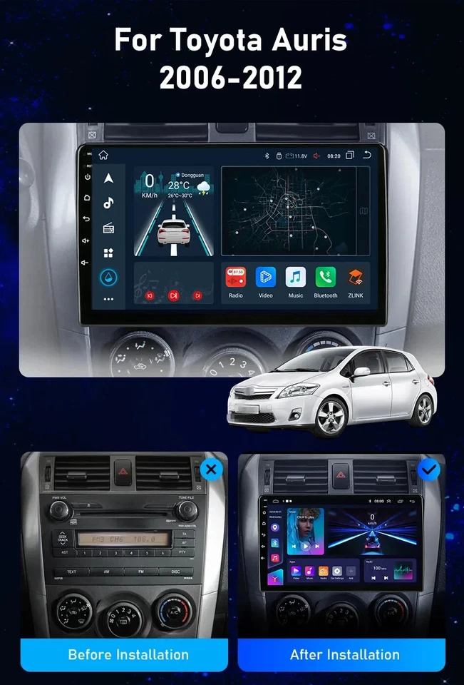 8 Core QLED Car Radio Stereo for Toyota Auris E150 2006-2012 Carplay Andriod DSP - Image 2 of 4