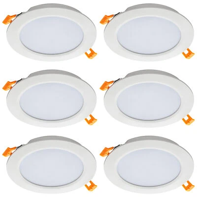 6x LED Einbaustrahler 12W 230V Ø168x24mm warmweiß, LED Panel rund weiß SEBSON - Bild 1 von 4