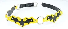 BAT BELT YELLOW FLYING BAT RING LINK GOTH PUNK RAVE BELT HANDMADE IN USA