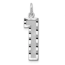 Real 14ktw Large Brushed Diamond-cut  Number 1 Charm